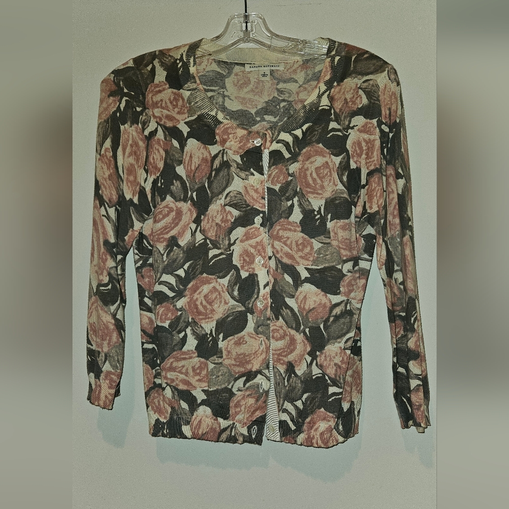 Banana Republic Pink/Gray Cardigan  - Small